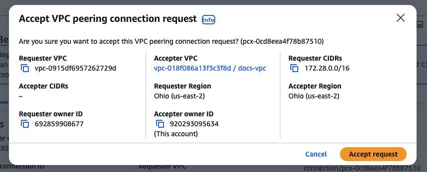 Accept peering request