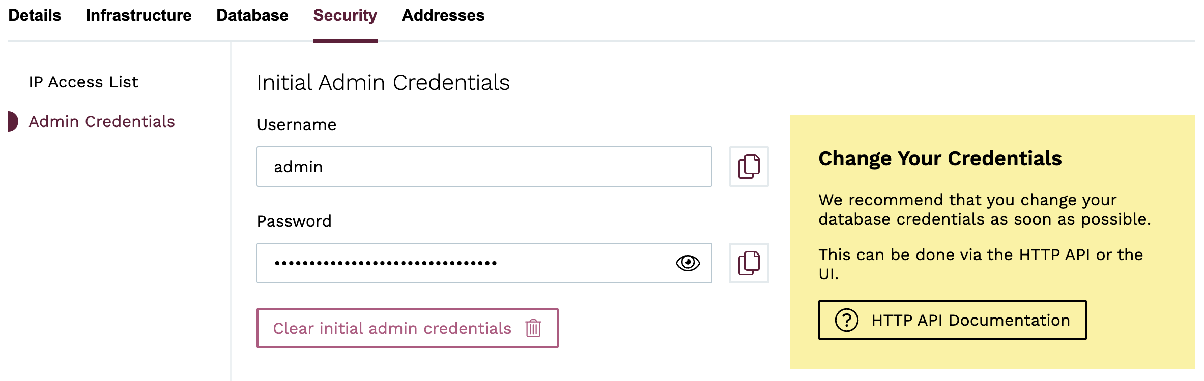 Cluster details - Security