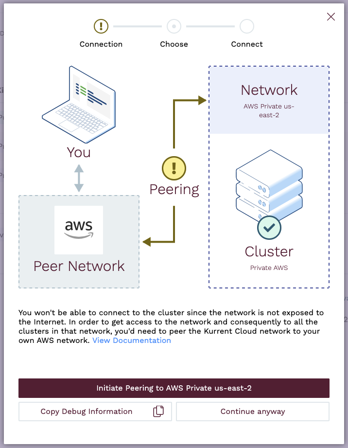 Connect to Private Cluster - Error