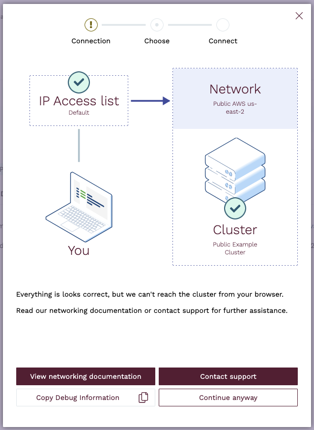 Connect to Public Cluster - Error