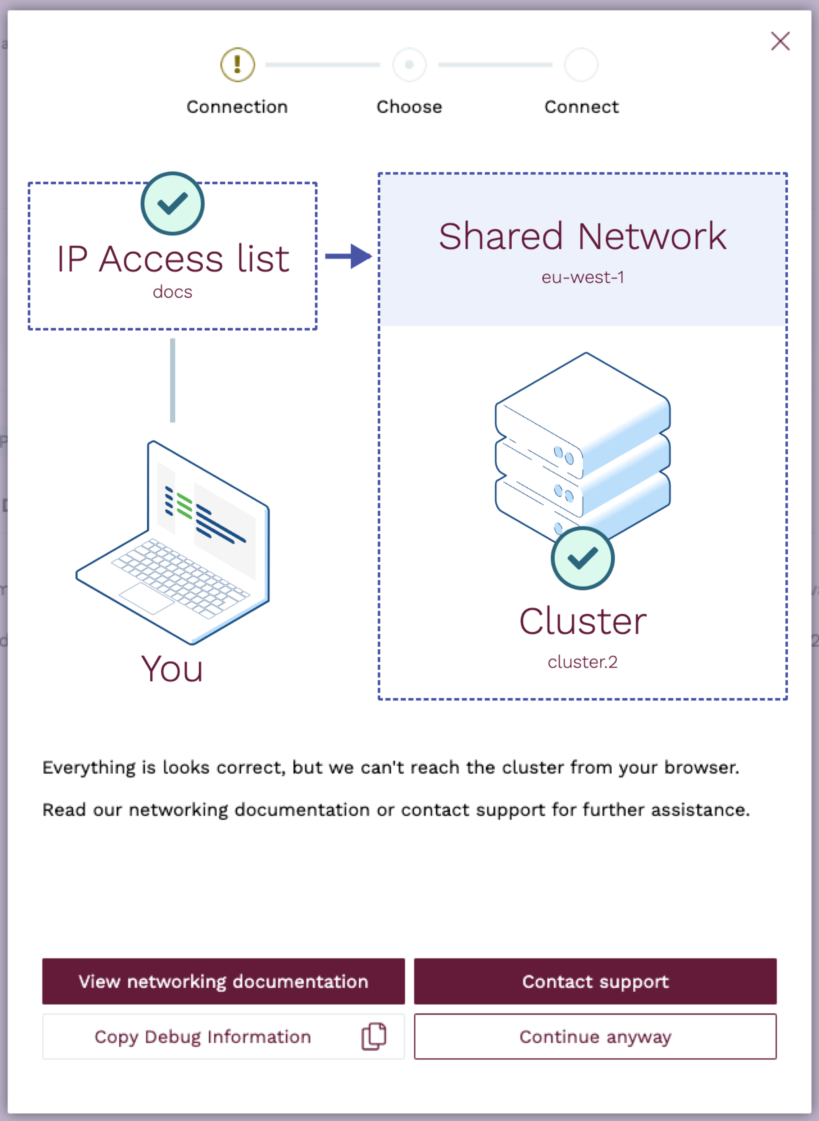 Connect to Public Cluster - Error