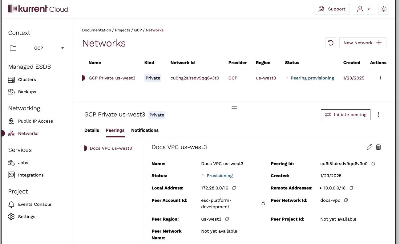 Peering provisioning