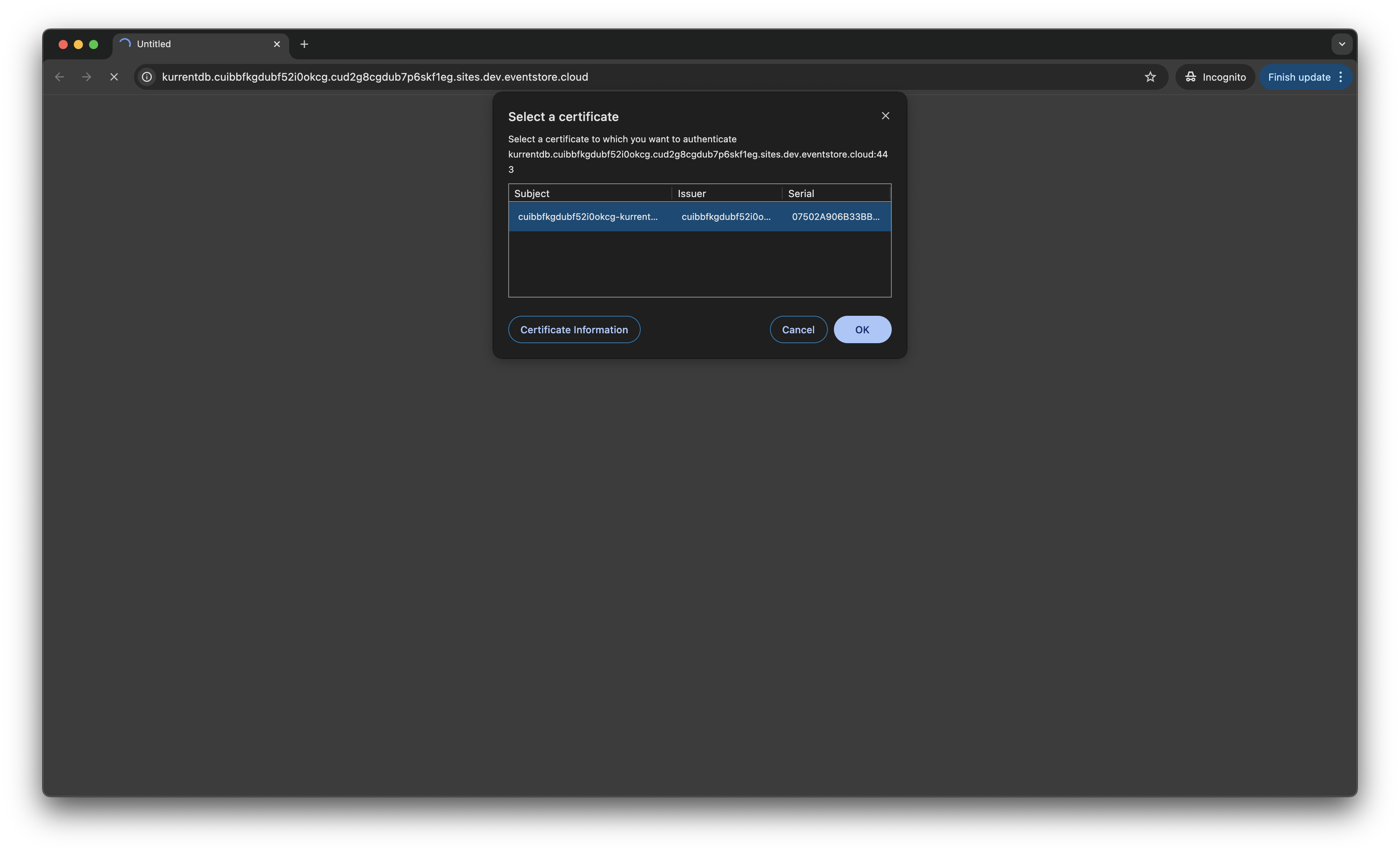 Database UI with mTLS